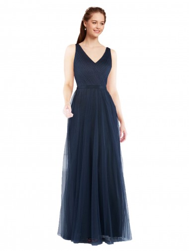 V-Neck Soft and Simple Tulle Bridesmaid Dress Geelong
