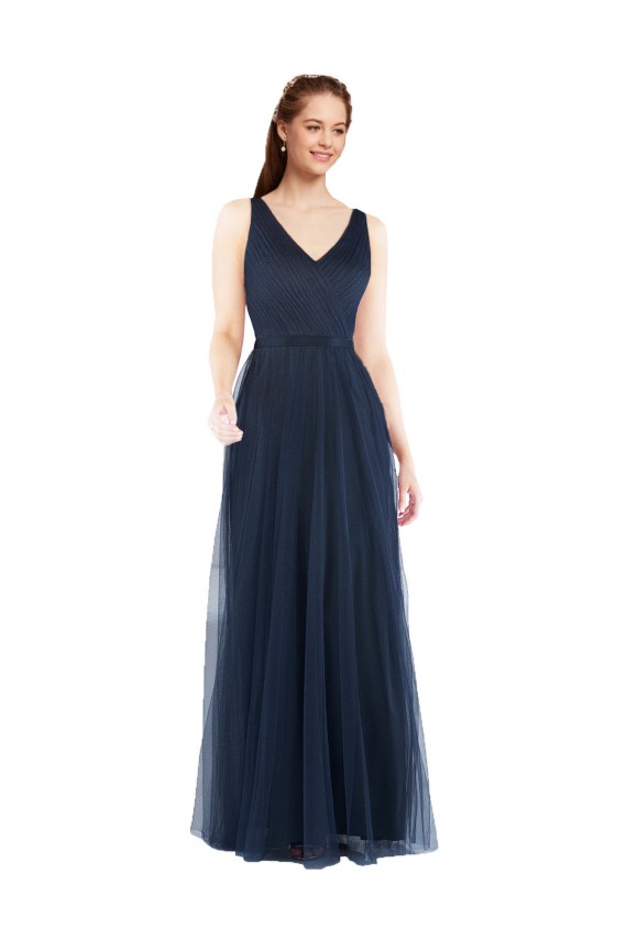 V-Neck Soft and Simple Tulle Bridesmaid Dress Geelong