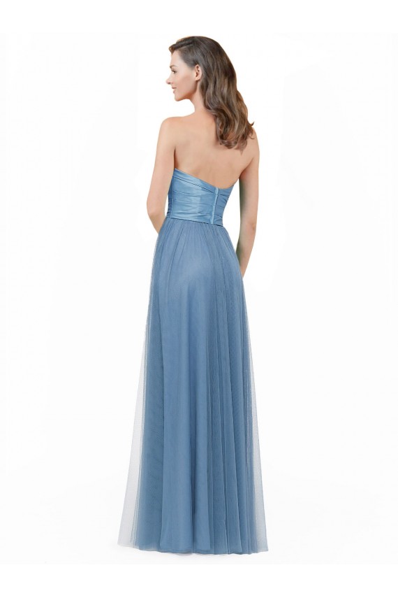 Shop Long Strapless Bridesmaid Dress with Soft Tulle Overlay Geelong