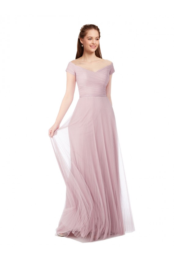 Off the Shoulder Long A-Line Tulle Bridesmaid Dress Geelong