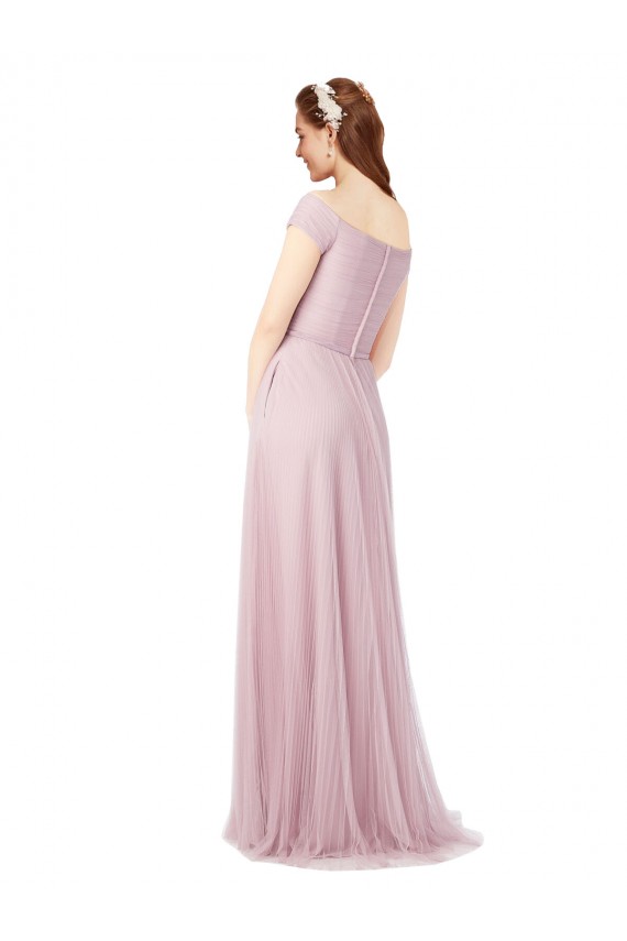 Off the Shoulder Long A-Line Tulle Bridesmaid Dress Geelong