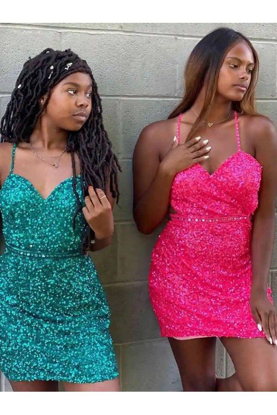 V-Neck Sleeveless Short Velvet Sequin Cocktail Dress Geelong
