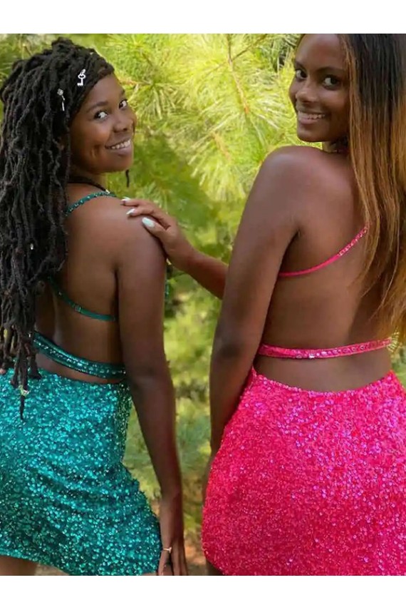 V-Neck Sleeveless Short Velvet Sequin Cocktail Dress Geelong