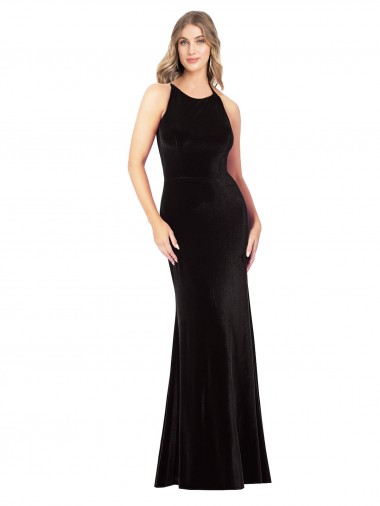 Shop Vintage Velvet High Neck Formal Bridesmaid Dress / Prom Dress with Strappy Back Geelong