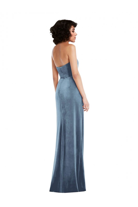 Strapless Formal Velvet Maxi Bridesmaid Dress / Prom Dress with Draped Skirt Geelong
