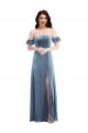 Shop Ruffle Sleeve Off the Shoulder Velvet Maxi Bridesmaid Dress / Prom Dress Geelong