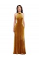 Shop High-Neck Halter Velvet Maxi Bridesmaid Dress / Prom Dress with Front Slit Geelong