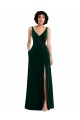 Floor Length Velvet Maxi Bridesmaid Dress / Prom Dress with Shirred Bodice and Front Slit Geelong