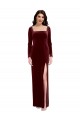 Shop Sleek Square Neck Spaghetti Straps Velvet Bridesmaid Dress / Prom Dress with Side Slit Geelong