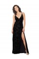 Shop V-Neck Cowl Back Floral Velvet Bridesmaid Dress with Front Slit and Deep V-Neck Geelong