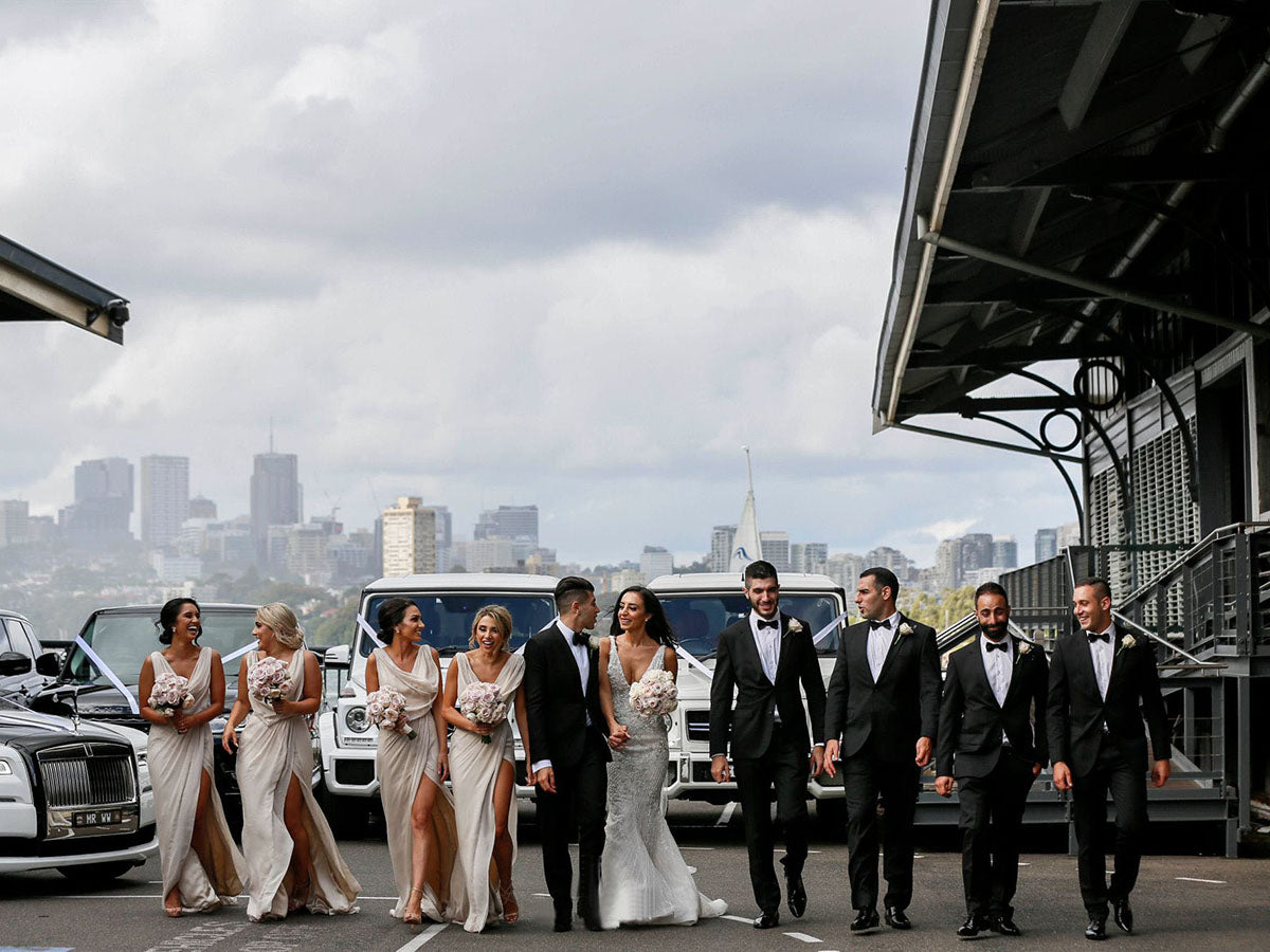 Full Length Luxe Chiffon Long Champagne bridesmaid dresses Geelong with Sexy High Slit and Front Ruffles